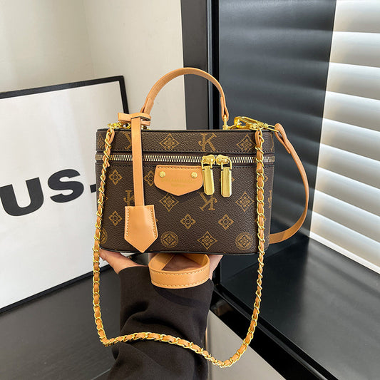 Retro Patterned Mini Box Shoulder Bag