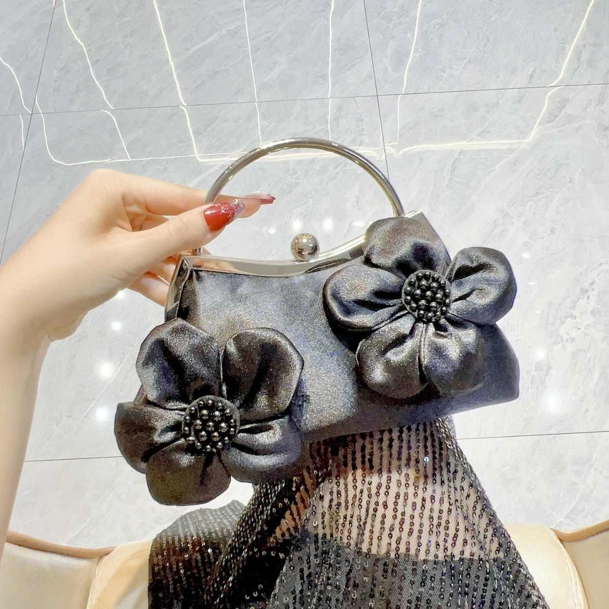 Floral Cloud-Shaped Evening Clutch