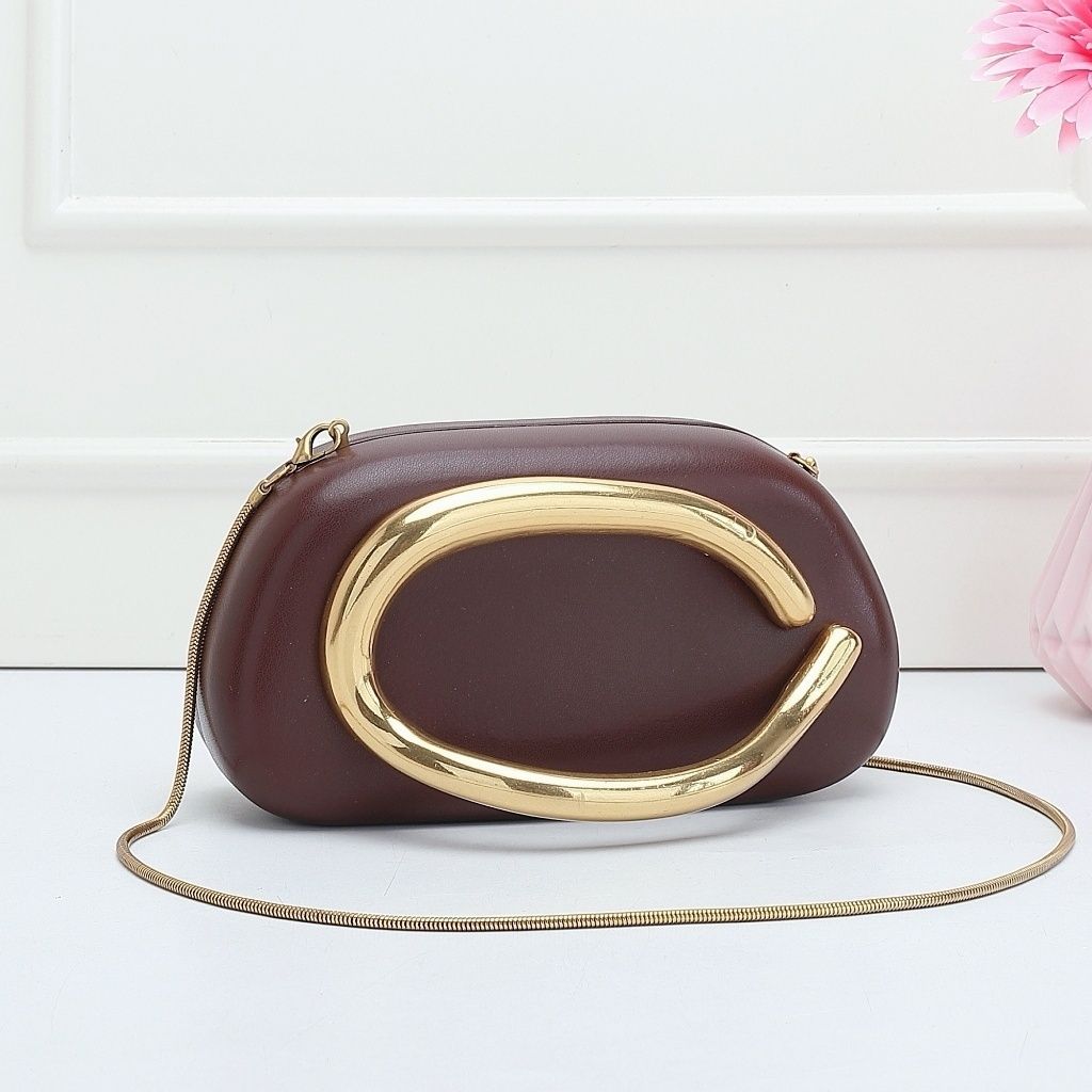 Retro Metal-Accent Evening Clutch With Chain Strap