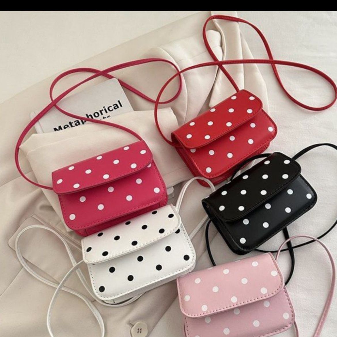 Polka-Dot Square Underarm Shoulder Bag