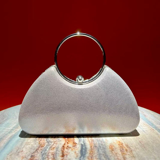 Spiral Beaded Ring-Handle Evening Handbag
