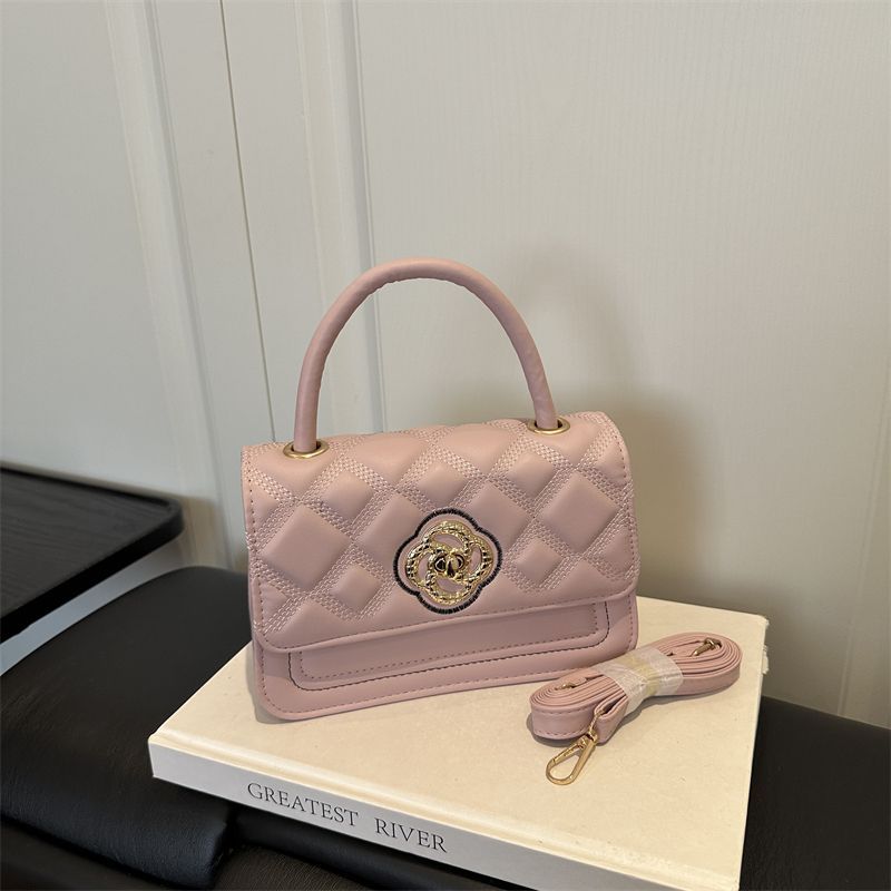 Diamond-Quilted Square Top-Handle Commuter Bag
