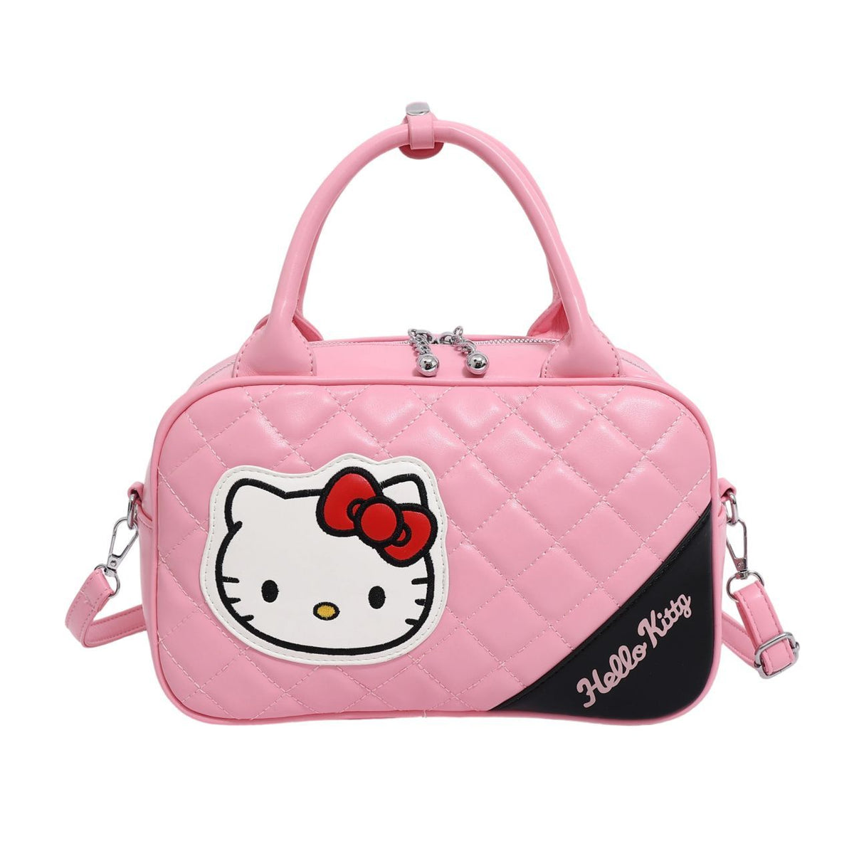 Kitty-Print Diamond-Quilted Crossbody Bag