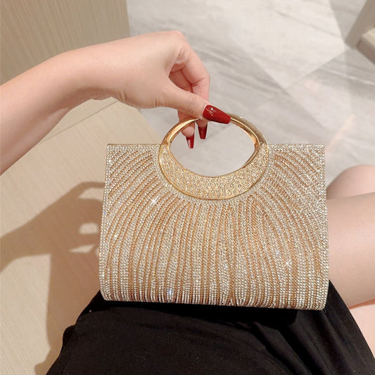Sparkling Ring-Handle Evening Handbag