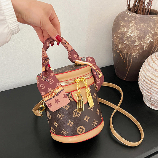 Round Top-Handle Crossbody Bucket Bag