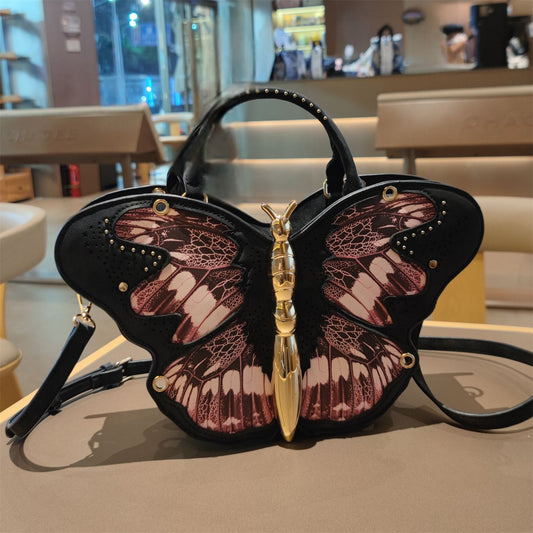 Butterfly Patchwork Handbag With Stud Details