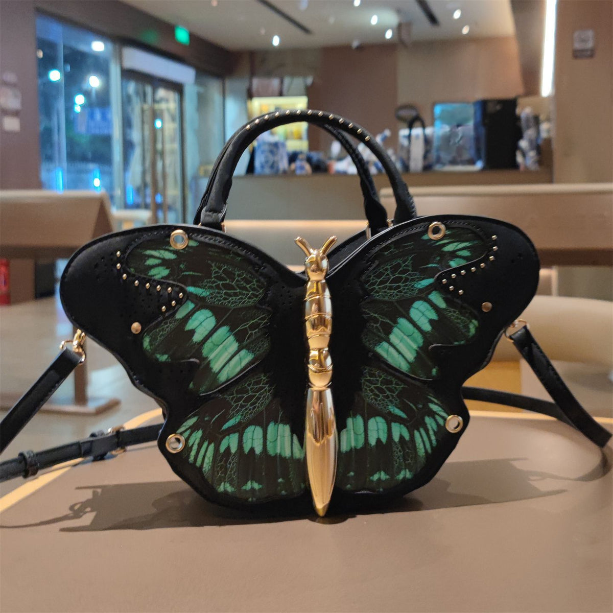 Butterfly Patchwork Handbag With Stud Details
