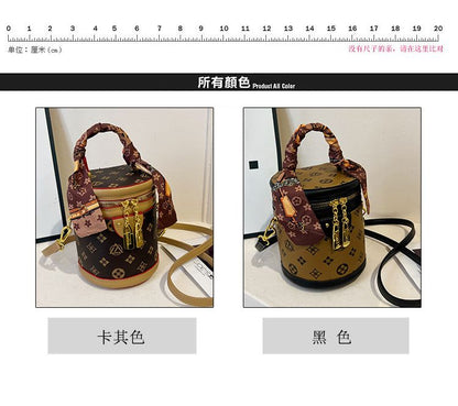 Round Top-Handle Crossbody Bucket Bag