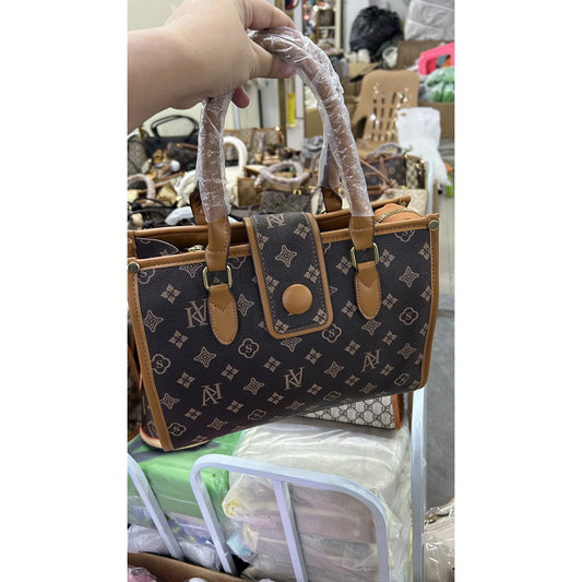 023 Large Dark Printed Top-Handle Shopper