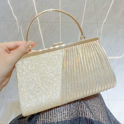 Pleated Metal-Handle Evening Bag