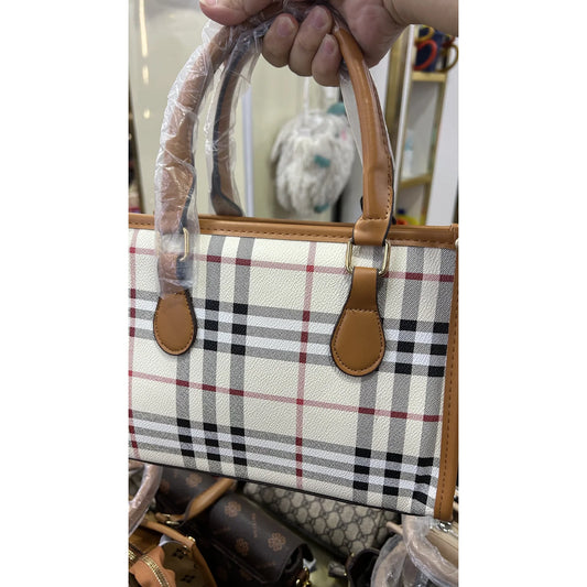 033 Large Plaid Top-Handle Shopper