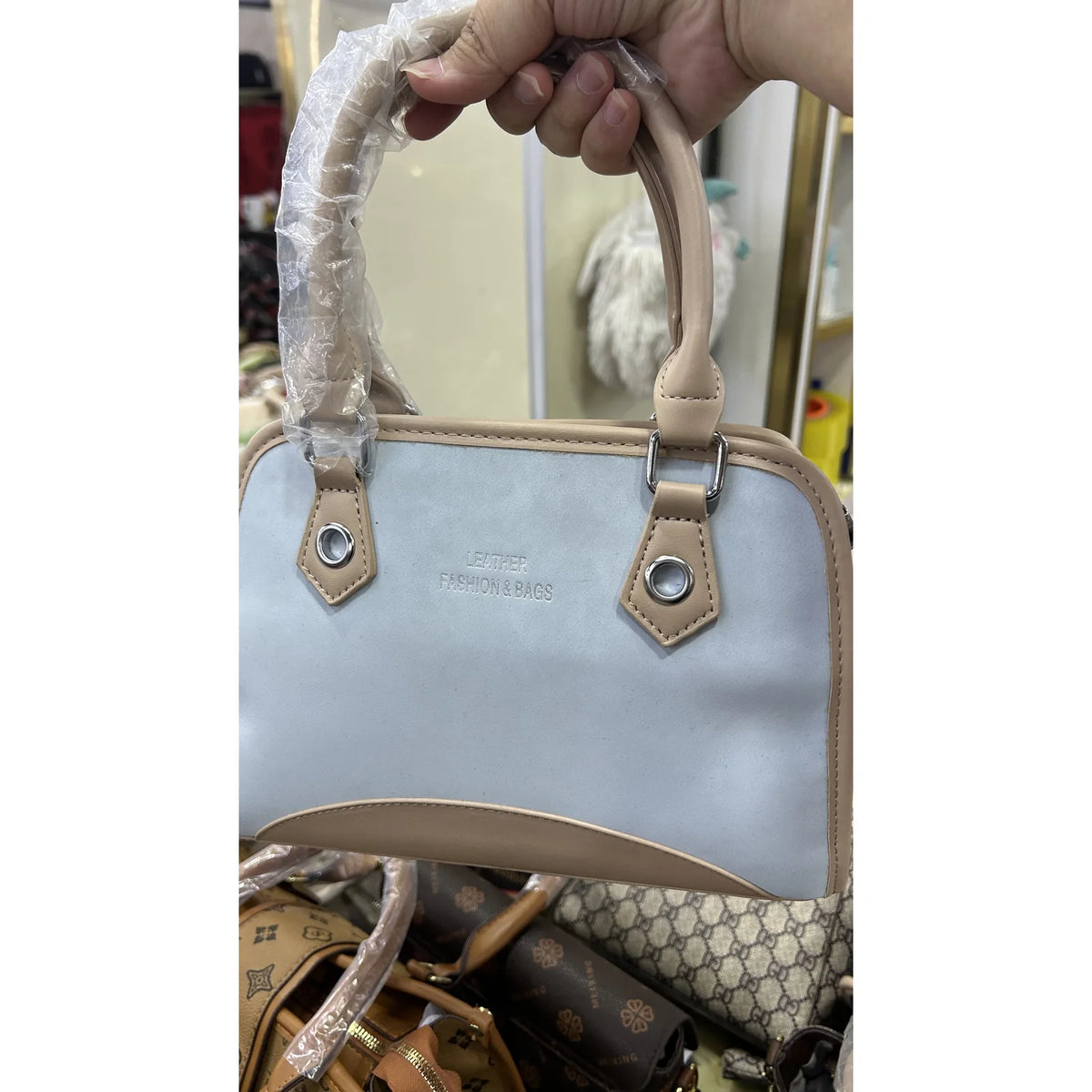 035 Small Light-Blue Top-Handle Bag