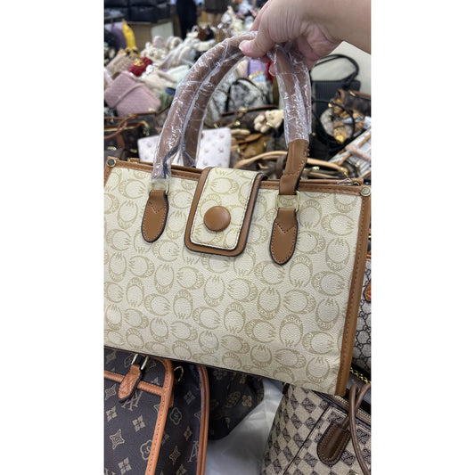 041 Large Light-Color Circle-Print Shopper