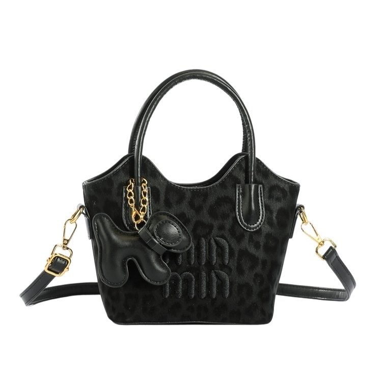 Leopard-Print Top-Handle Commuter Bucket Bag