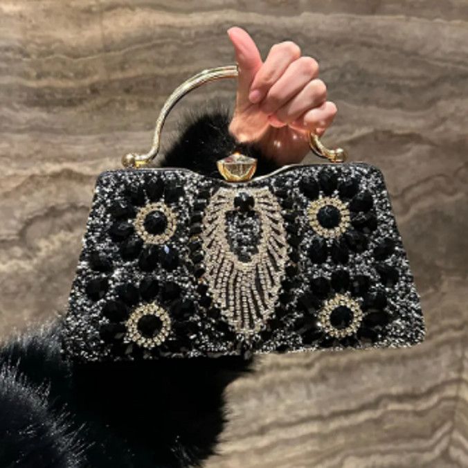 Floral Beaded Frame Evening Bag