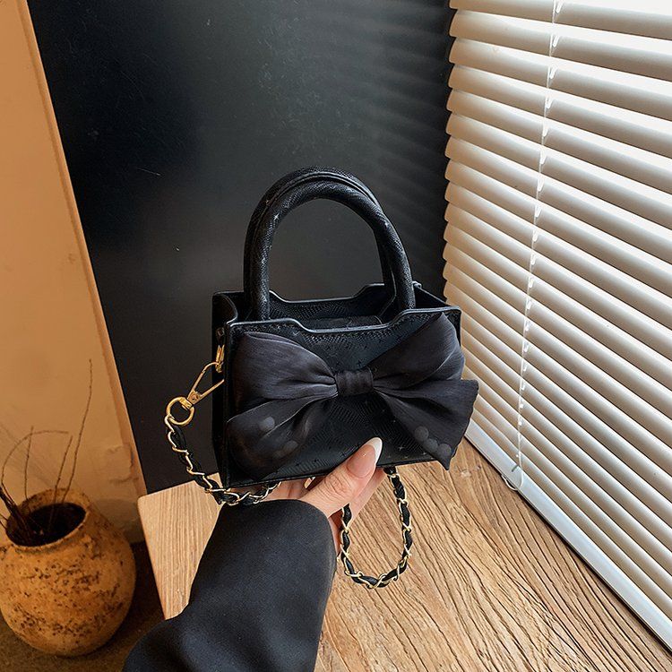 Pink Bow Mini Top-Handle Crossbody Bag