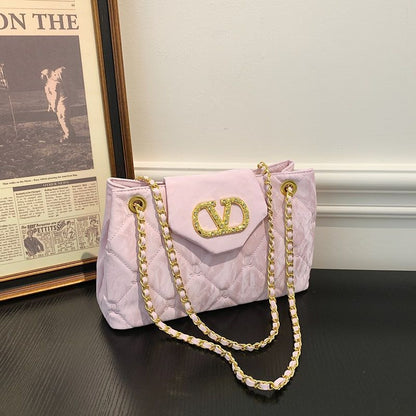 Large-Capacity Diamond-Quilted Chain Shoulder Tote