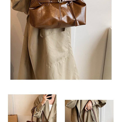 Large-Capacity Shoulder Tote With Magnetic & Zip Closures