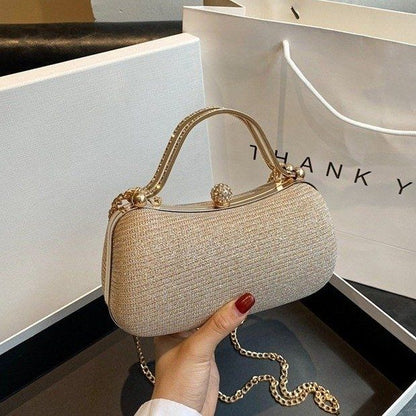 Shimmering Gold-Lock Evening Chain Bag