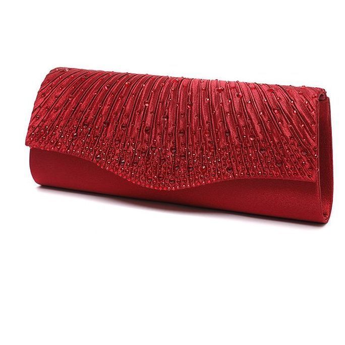 Pleated Glitter Evening Envelope Clutch