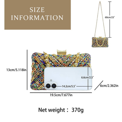 Multicolor Crystal Crossbody Evening Bag