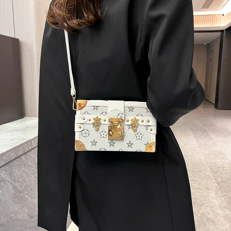 Retro Printed Square Box Crossbody Bag