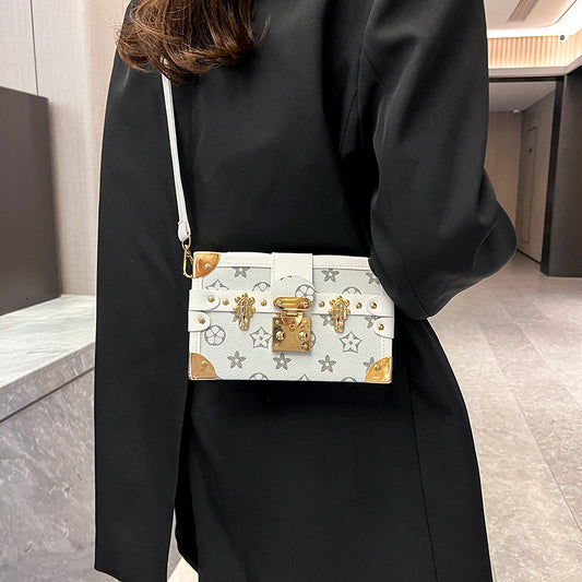 Retro Printed Square Box Crossbody Bag