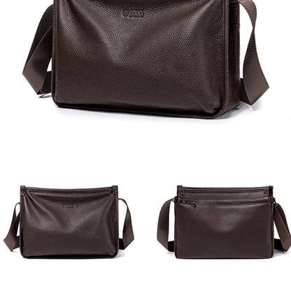 Men's Large-Capacity Pebble-Texture Messenger Bag