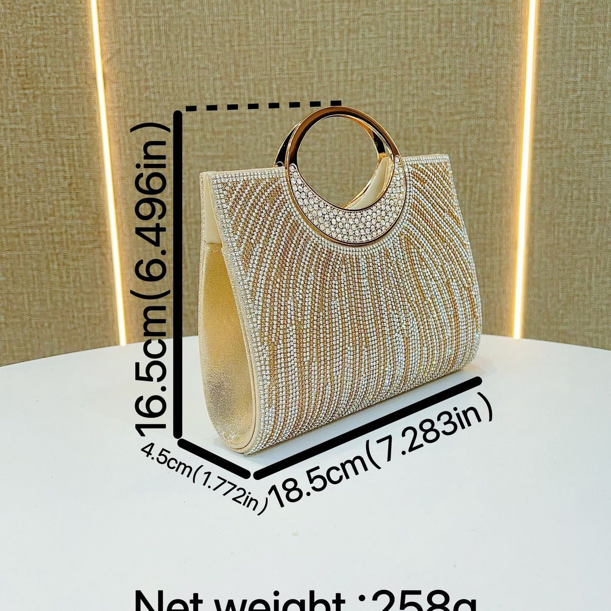 Sparkling Ring-Handle Evening Handbag