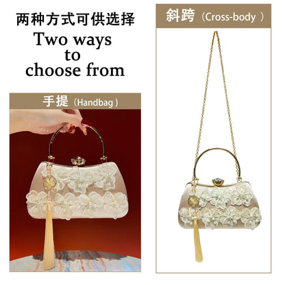 Floral Appliqué Wedding Frame Handbag