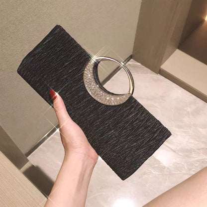 Pleated Ring-Handle Evening Handbag