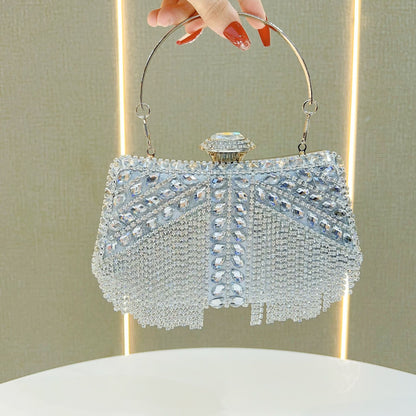 Crystal Tassel Top-Handle Evening Bag