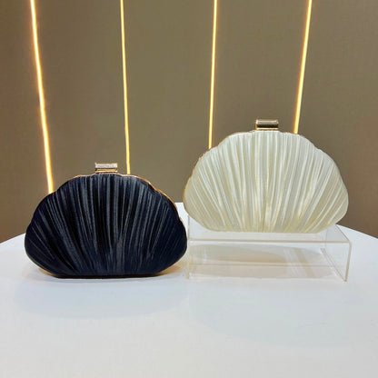 Pleated Shell-Shaped Evening Clutch