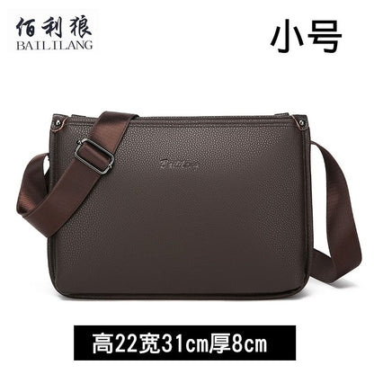 Men's Large-Capacity Pebble-Texture Shoulder Bag