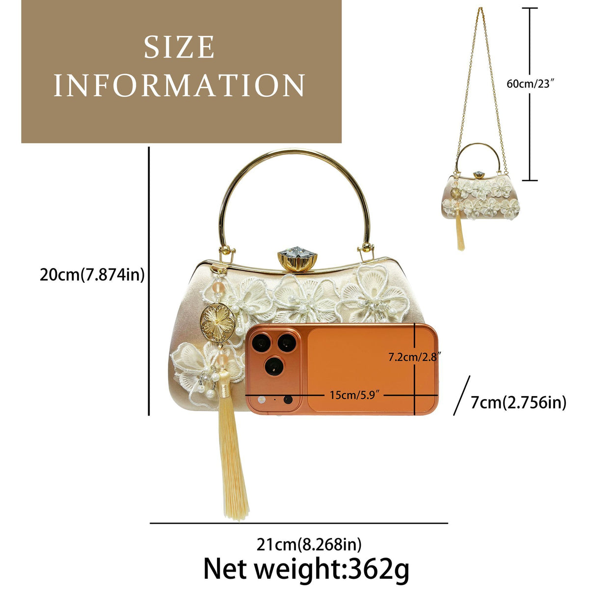Floral Butterfly-Detail Evening Frame Bag