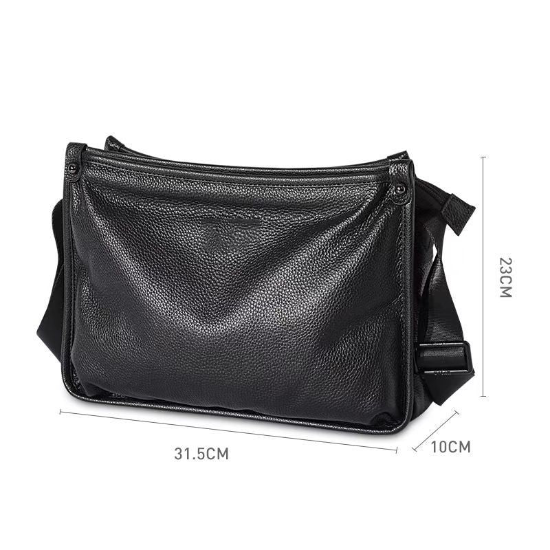 Men's Large-Capacity Pebble-Texture Messenger Bag