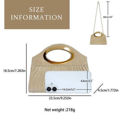 Pleated Oval-Handle Evening Bag