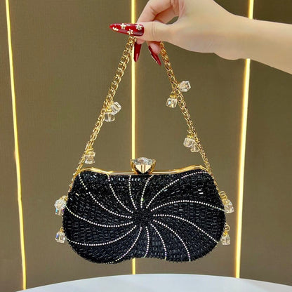 Spiral Rhinestone Chain Evening Bag