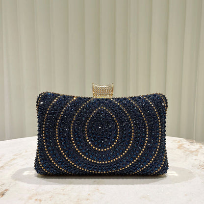 Circular-Pattern Rhinestone Box Clutch