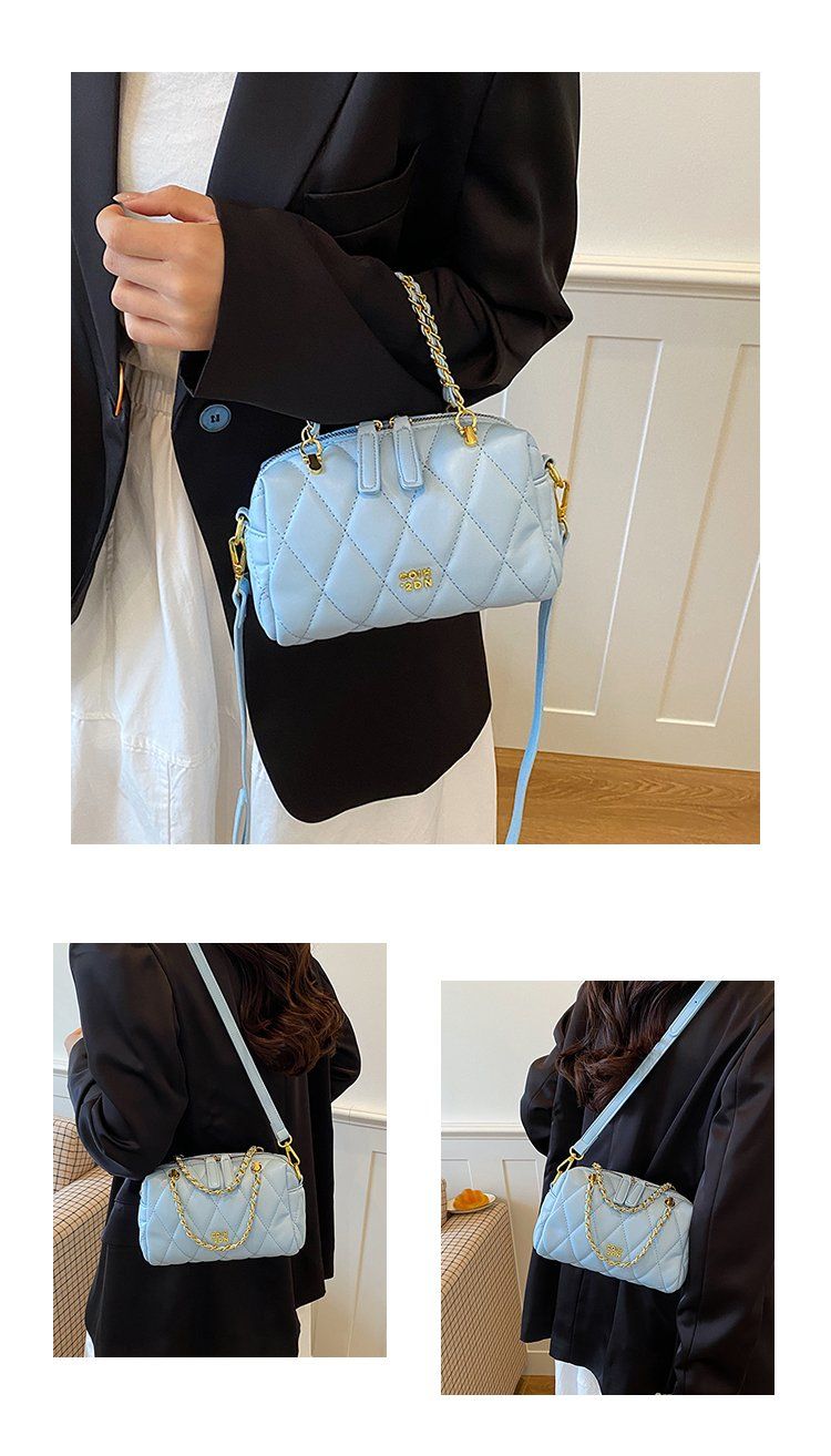 Diamond-Quilted Pillow Bag With Chain Strap
