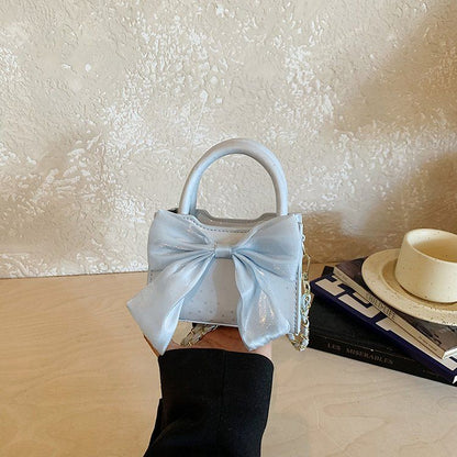 Pink Bow Mini Top-Handle Crossbody Bag