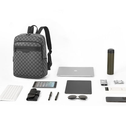 Men's Large-Capacity Plaid Backpack