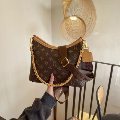 Large-Capacity Printed Commuter Crossbody Tote