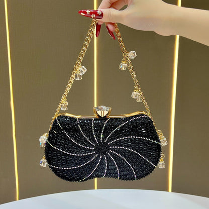 Spiral Rhinestone Chain Evening Bag
