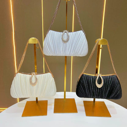 Pleated Teardrop-Accent Evening Handbag