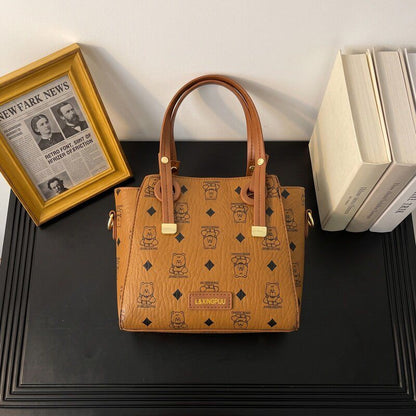 Large-Capacity Retro Printed Commuter Handbag