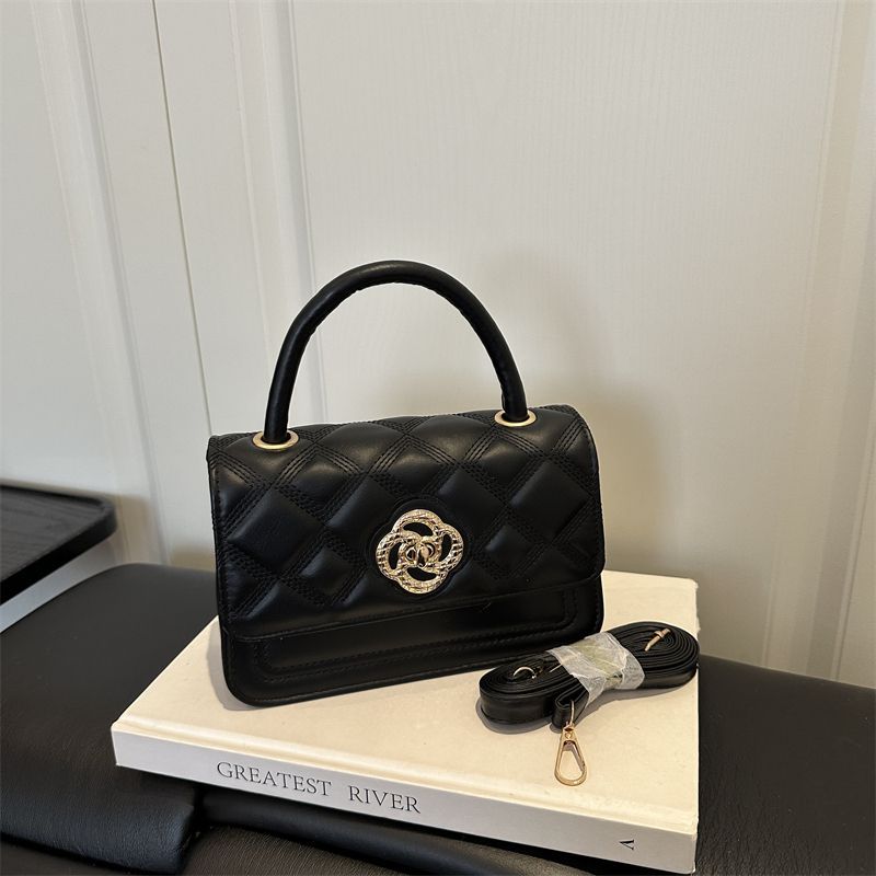 Diamond-Quilted Square Top-Handle Commuter Bag