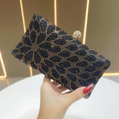 Floral Rhinestone Box Clutch