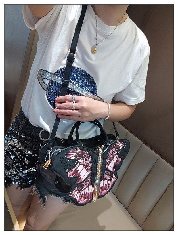 Butterfly Patchwork Handbag With Stud Details