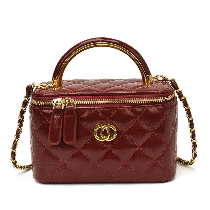 Classic Brown Diamond-Quilted Chain Bag